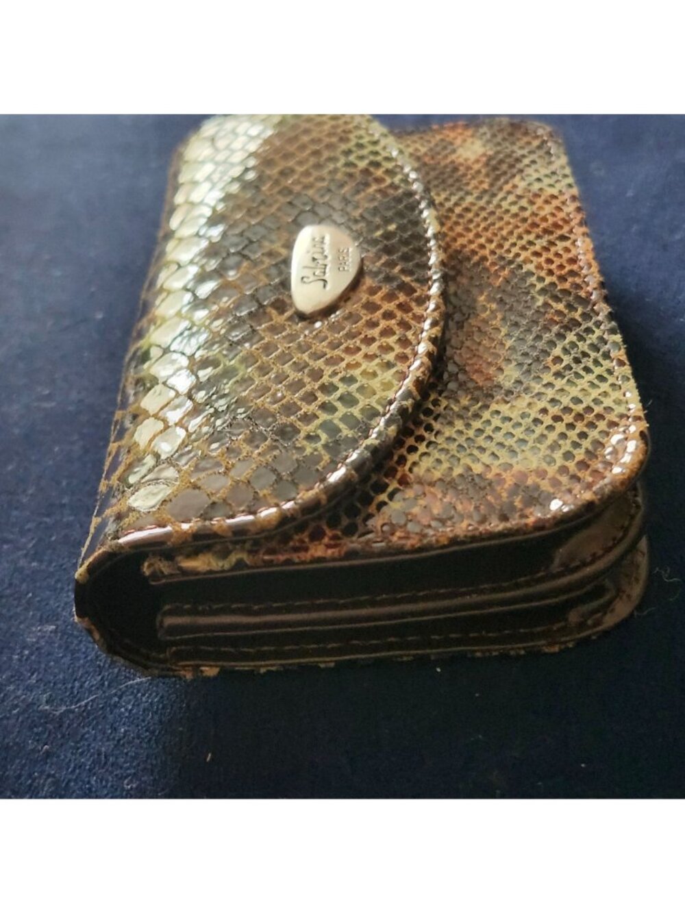 NWT Snakeskin Wallet Sabrina Paris Reptile Leather Brown - Picture 4 of 12